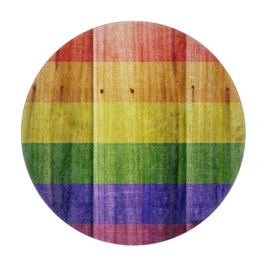 Houten regenboog pride vlag snijplank (Voorkant)