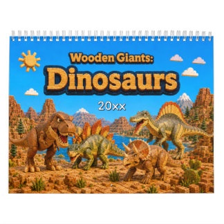 Houten Reuzen: Dinosauriërs | Kleurrijke Dinosauru Kalender