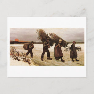 Houten reuzen in de Snow Van Gogh Fine Art Briefkaart