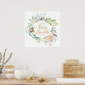 Houten Roze Gouden Script Baby Sprinkle Bord Poster (Keuken)