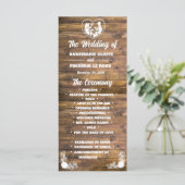 Houten Rustiek Kant Bruiloft Programma (Staand voorkant)