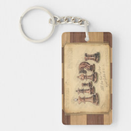  houten schaakbord, schaakspelerscadeau sleutelhanger