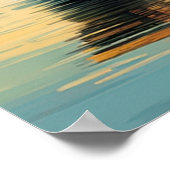 Houten Schip op Vreedzame Rivier Poster (Hoek)