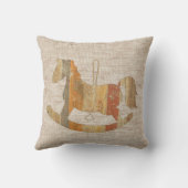 Houten schommelpaard  stijl linnen kussen (Achterkant)