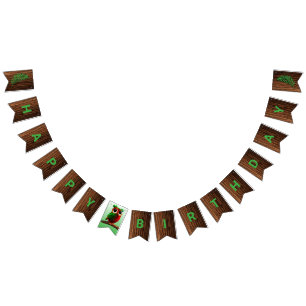 Houten Schors Gelukkige Verjaardag Bunting Banner