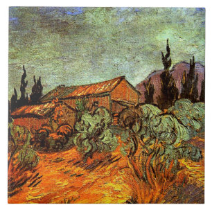 Houten Schuren, beroemd schilderij van Van Gogh, Tegeltje