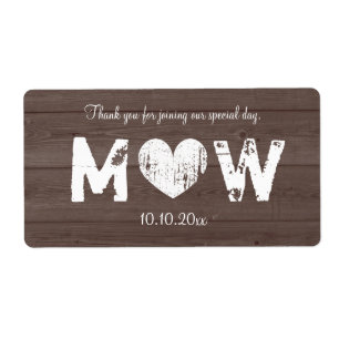  houten schuur bruiloft water flesetiketten etiket