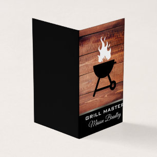 Houten servies voor de BBQ grillmaster Visitekaartjes