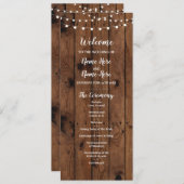 Houten & Slingerende Lichtjes Trouwprogramma Programma (Voorkant / Achterkant)