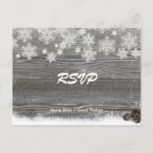 Houten & Sneeuwvlokken Trouw RSVP-ansichtkaart Uitnodiging Briefkaart (Voorkant)