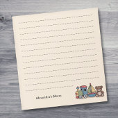 Houten Speelgoed met trein, zeilboot en teddybeer Notitieblok