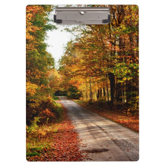 Houten spoor met herfst foliën klembord (Voorkant)