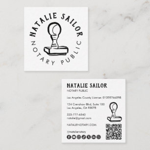 Houten Stempel Logo Notaris Aangepaste Socials QR Vierkante Visitekaartje