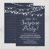 Houten Surprise Huwelijks Jubileum Feest Uitnodigi Kaart (Voorkant / Achterkant)