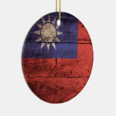 Houten Taiwanese vlag Keramisch Ornament (Rechts)
