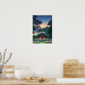 Houten tempel in het hart van de Natuur Poster (Keuken)