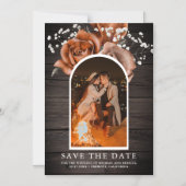 Houten Terracotta Trouwfoto Save the Date Magnetische Uitnodiging (Voorkant)