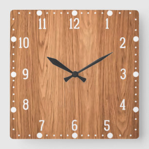 Houten Textuur Achtergrond Design-35455 Vierkante Klok