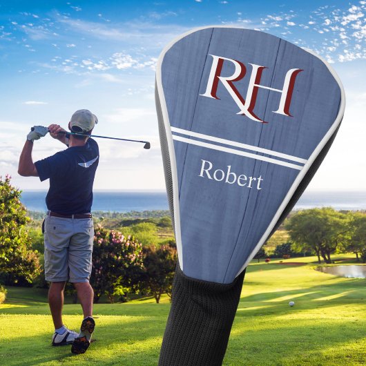 Houten Textuur Gepersonaliseerde Monogramnaam Golfheadcover