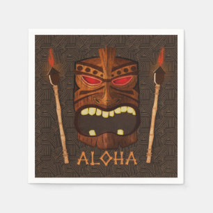 Houten Tiki-masker Vintage Retro Luau Zomerfeest Servetten