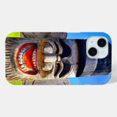 Houten totem lachen gezicht tanden foto vet grappi Case-Mate iPhone case (Achterkant (horizontaal))