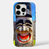 Houten totem lachende tanden gezicht foto vet grap Case-Mate iPhone case (Achterkant)