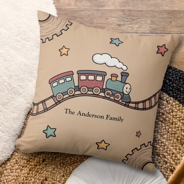 houten trein kussen (Wooden Train Pillow)