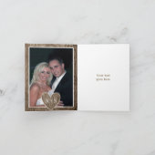 Houten trouwkaart met initials in hartje Bedankt (Binnen)