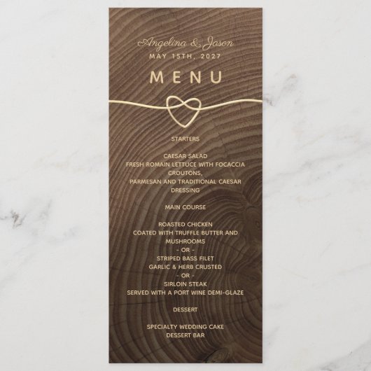 Houten Trouwmenu Menu (Voorkant)