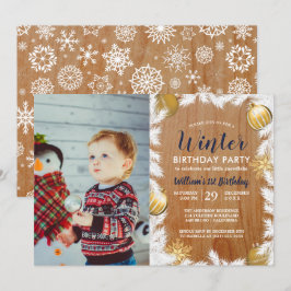 Houten Vakantiefoto Verjaardagsfeest Uitnodiging