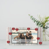 Houten Valentijnsdag LOVE Hartjes Fotokaart (Staand voorkant)