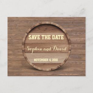 Houten Vat Bruiloft SAVE THE DATE Aankondigingskaart