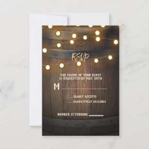 Houten Vat Gesneden Hart Lichtjes Rustiek RSVP Kaartje