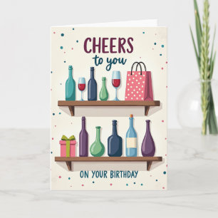 Houten Verjaardagskaart met Feestelijke Sfeer Kaart