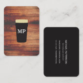 Houten vierkant element Beers Rustic met monogram Visitekaartje (Voorkant / Achterkant)