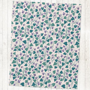 Houten Violet Anemoon Bloem Botanische Blokprint Fleece Deken