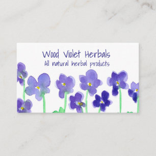 Houten viooltjes Waterverf Flowers Visitekaartje