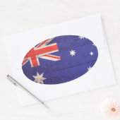 Houten vlag van Australië Ovale Sticker (Envelop)