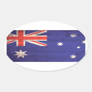 Houten vlag van Australië Ovale Sticker