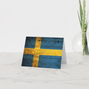Houten vlag Zweden Kaart