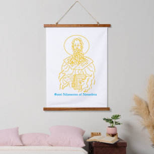 Houten wandtapijt: Sint Athanasius Hangend Wandkleed