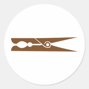 houten wasknijperpictogram ronde sticker