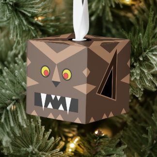 Houten Weerwolf Kubus Halloween Ornament