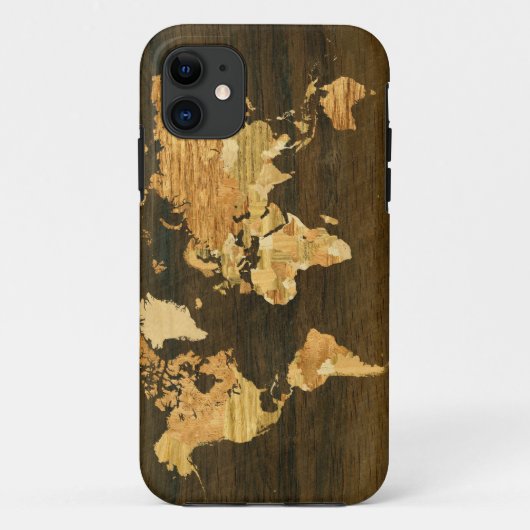 Houten Wereldkaart Case-Mate iPhone Case (Achterkant)