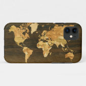 Houten Wereldkaart Case-Mate iPhone Case (Achterkant (horizontaal))
