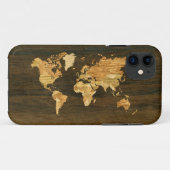 Houten Wereldkaart Case-Mate iPhone Case (Achterkant (horizontaal))