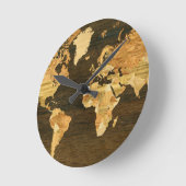 Houten Wereldkaart Ronde Klok (Hoek)