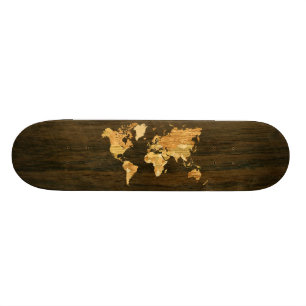 Houten Wereldkaart Skateboard