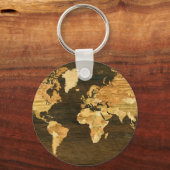 Houten Wereldkaart Sleutelhanger (Voorkant)