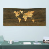 Houten Wereldkaart Spandoek (Beurs)